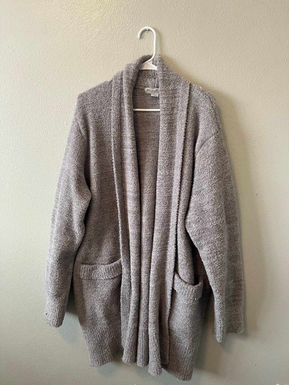 Barefoot Dreams CozyChic Long Cardigan 1X Heathered Gray Open Front Relaxed Fit